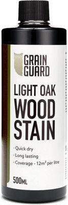 GRAIN GUARD Wood Stain - Light Oak - Water Based & Low Odour - Easy Application - Quick Drying - 500ml