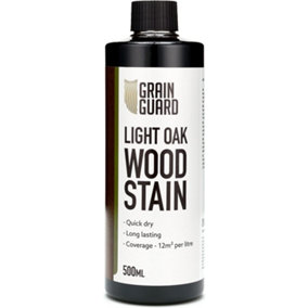 GRAIN GUARD Wood Stain - Light Oak - Water Based & Low Odour - Easy Application - Quick Drying - 500ml