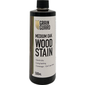 GRAIN GUARD Wood Stain - Medium Oak - Water Based & Low Odour - Easy Application - Quick Drying - 500ml