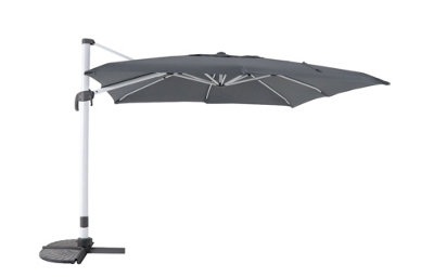 Granada - Cantilever Parasol - 3 x 3m - Dark Grey with White Pole