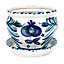 Granada Hand Painted White Outdoor Bola Plant Pot & Drainage Plate (D) 25cm