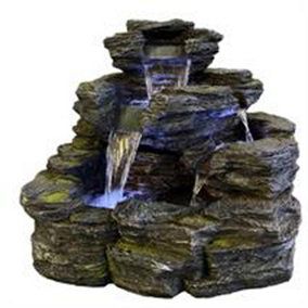 Granadas Rock Effect Solar Water Feature - Solar Powered  - Resin - L63 x W70 x H61 cm
