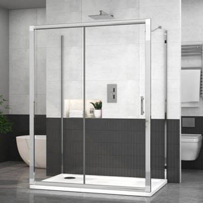 Grand 1300 x 700mm 3-Sided Sliding Door Shower Enclosure Rectangular ...