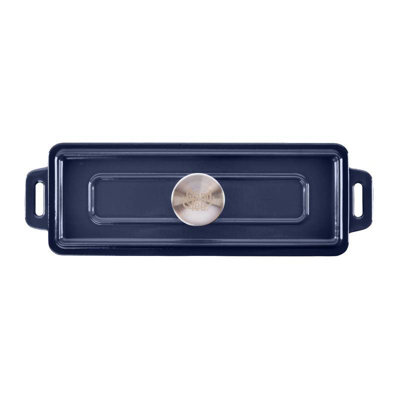 Grand Feu Blue Enamel Baking Dish with Lid - Versatile Cast Iron Pot for Oven and Grill Cooking