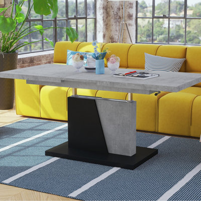 Grand Noir 2 in 1 Extending Coffee / Dining Table - Concrete / Black