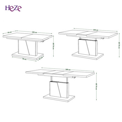Grand Noir 2 in 1 Extending Coffee / Dining Table - Concrete