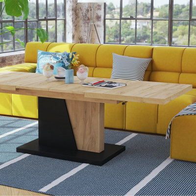Grand Noir 2 in 1 Extending Coffee / Dining Table - Gold Craft Oak / Black