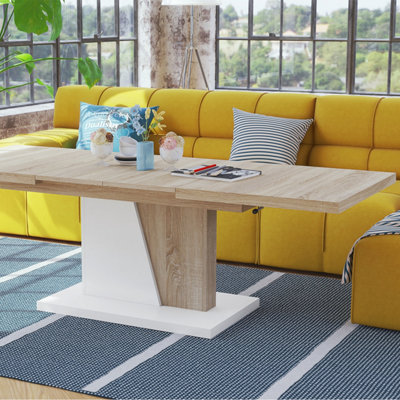 Grand Noir 2 in 1 Extending Coffee / Dining Table - Sonoma Oak / White