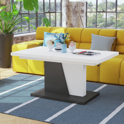 Grand Noir 2 in 1 Extending Coffee / Dining Table - White / Anthracite
