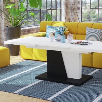 Grand Noir 2 in 1 Extending Coffee / Dining Table - White / Black