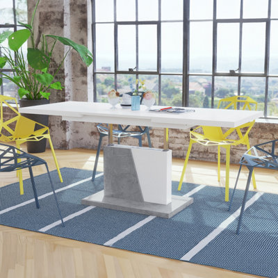Grand Noir 2 in 1 Extending Coffee / Dining Table - White / Concrete