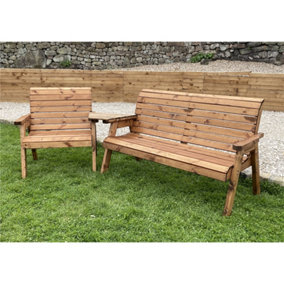 Grand Outdoor Wooden Four Seater Angled Companion Set