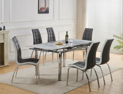 Grande 6-seater Sintered Stone Extending Dining Table And 6 Vienna Grey ...