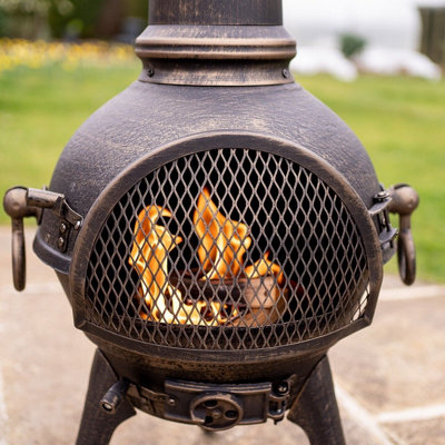 2024 Wood-burning Cast Iron Chiminea, Antique Bronze