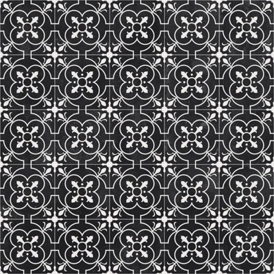 Grande Victorian Tile Vinyl by Remland (Grande Black, 1m x 2m)