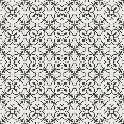 Grande Victorian Tile Vinyl by Remland (Grande White, 2m x 2m)