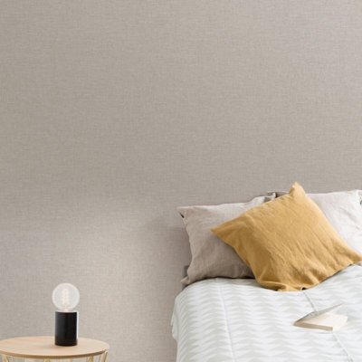 Grandeco Adana Calico Fabric Textured Wallpaper, Neutral