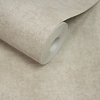 Grandeco Alba Plaster Plain Textured Wallpaper, Neutral Beige
