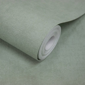 Grandeco Alba Plaster Plain Textured Wallpaper, Teal Green