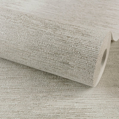 Grandeco Alcor Light Grey Vertical Stripe Metallic Textured Wallpaper