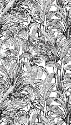 Grandeco Aliare Botanical Palm Jungle 3 panel repeatable Mural 1.59 x 2.8m, White