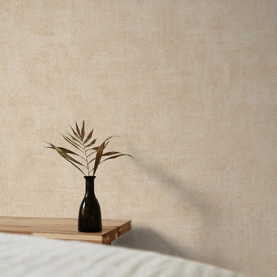 Grandeco Annabella Distressed Plaster Textured Wallpaper, Beige
