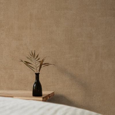 Grandeco Annabella Distressed Plaster Textured Wallpaper, Brown