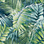 Grandeco Antigua Palm Teal & Green Palm Leaf Wallpaper