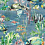 Grandeco Aquarium Underwater Fish Tank Deep Blue Smooth Wallpaper