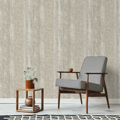 Grandeco Armana Textured Vertical Stone Effect Wallpaper, Neutral