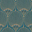 Grandeco Art Deco Nile Palm Textured Wallpaper, Blue Gold