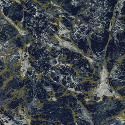 Grandeco Astoria Liquid Marble Textured Wallpaper, Navy