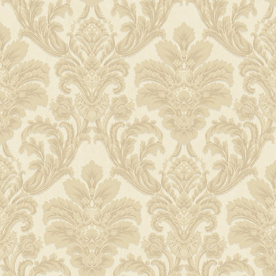 Grandeco Atessa Luxury Embossed Damask Gold Wallpaper