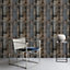 Grandeco Auburn Vertical Plank Wood Effect Textured Wallpaper, Grey Brown