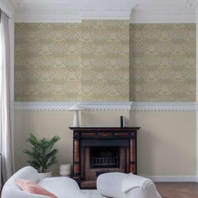Grandeco Belevedere Arts and Crafts Floral Damask, Taupe