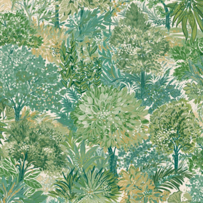 Grandeco Blossom Tree Green Wallpaper Vibrant Botanical Paste The Wall Vinyl