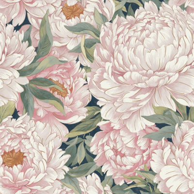 Grandeco Blousy Blooms Vintage Maxi Floral Textured Wallpaper, Pink