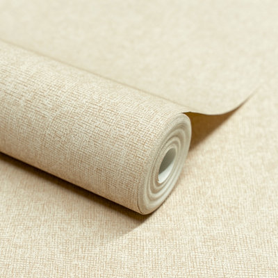 Grandeco Boutique Atogo Semi Plain Woven Effect Luxury Weight Embossed Wallpaper, Neutral