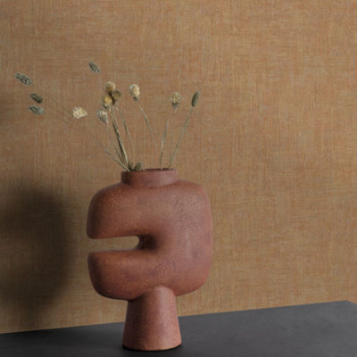 Grandeco Boutique Collection Altink Plain Copper Metallic Textured Emboss Wallpaper