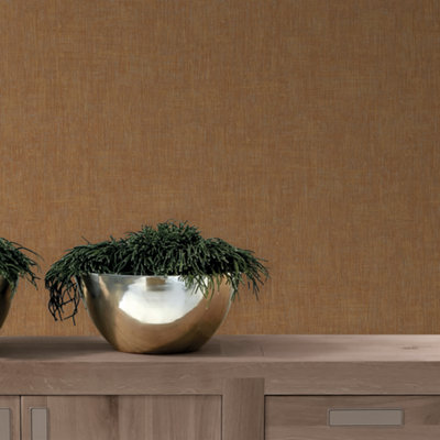 Grandeco Boutique Collection Altink Plain Copper Metallic Textured Emboss Wallpaper