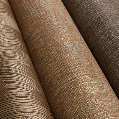 Grandeco Boutique Collection Altink Plain Copper Metallic Textured Emboss Wallpaper