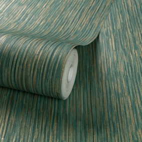 Grandeco Boutique Collection Ciberion Metallic Embossed Wallpaper, Teal
