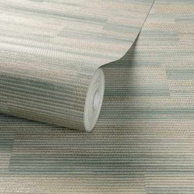 Grandeco Boutique Collection Embossed Raffia Wallpaper, Sage Mica