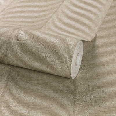 Grandeco Boutique Collection Organic Feather Embossed Wallpaper, Taupe