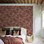 Grandeco Boutique Collection Velvet Drape Distressed Textured Wallpaper,  Copper Burgundy