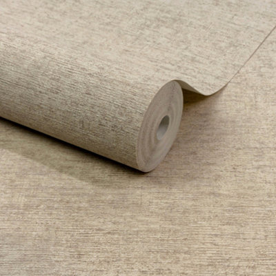 Grandeco Boutique Dakota Natural Texture Luxury Weight Embossed Wallpaper, Natural Linen