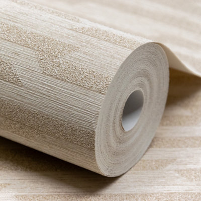 Grandeco Boutique Dioret Stacked Stones Texture Embossed Wallpaper, Griege