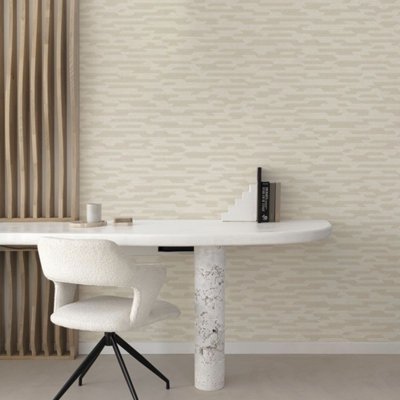 Grandeco Boutique Dioret Stacked Stones Texture Embossed Wallpaper, Griege