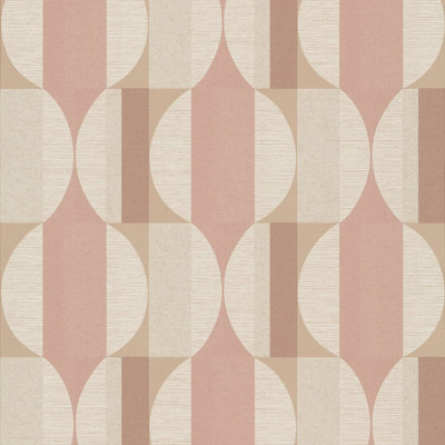 Grandeco Boutique Fuma Retro Geometric Embossed Wallpaper, Pink