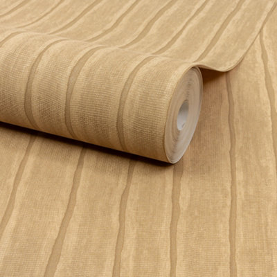Grandeco Boutique Kalema Fabric Stripe  Luxury Embossed Wallpaper, Mustard